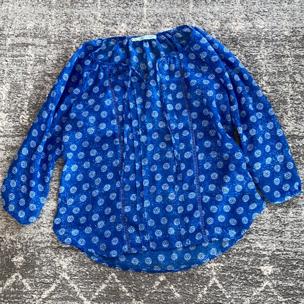 Bright Blue & White Lightweight Maurices Blouse M